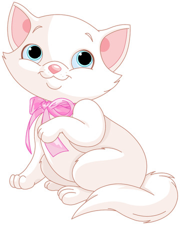Illustration of adorable white kittenのイラスト素材