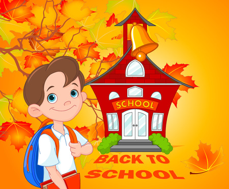 Illustration of schoolboy goes to schoolのイラスト素材