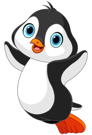 Illustration of cute jumping Penguinのイラスト素材