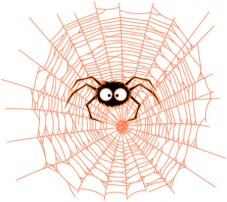 Illustration of very cute spider on webのイラスト素材