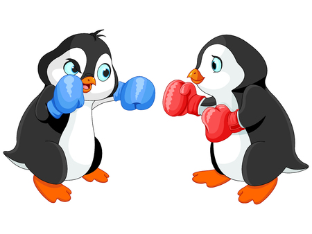 Illustration of cute penguin boxingのイラスト素材