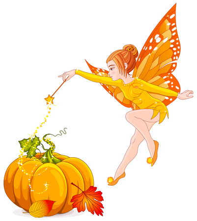 Illustration of flying autumn fairyのイラスト素材