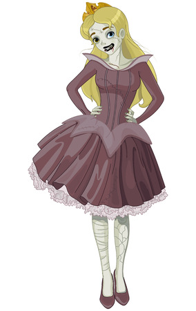 Illustration of Halloween girl dressed Sleeping Beauty costumeのイラスト素材