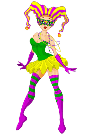 Illustration of Mardi Gras harlequin ladyのイラスト素材