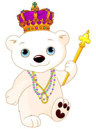 Illustration of polar bear wearing Mardi Gras costumeのイラスト素材
