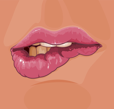 Illustration of shiny red lipsのイラスト素材