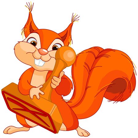 Illustration of cute squirrel puts stampsのイラスト素材