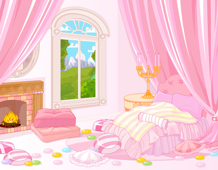 Illustration of fairytale bedroomのイラスト素材