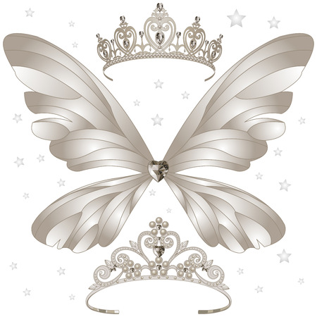 Illustration of shining tiaras setのイラスト素材