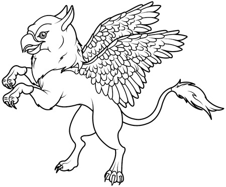 Coloring page of magic flying griffinのイラスト素材