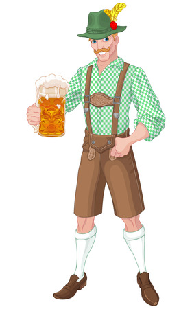 Illustration of Oktoberfest guy celebratingのイラスト素材
