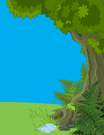 Illustration of Landscape with Tree and Fernのイラスト素材