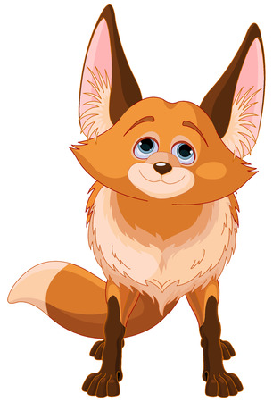 Sitting cute fox with blue eyesのイラスト素材