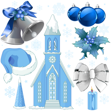 Illustration of Christmas objects collectionのイラスト素材