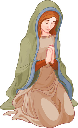Illustration of kneeling woman prayingのイラスト素材