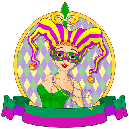 Mardi Gras harlequin lady designのイラスト素材
