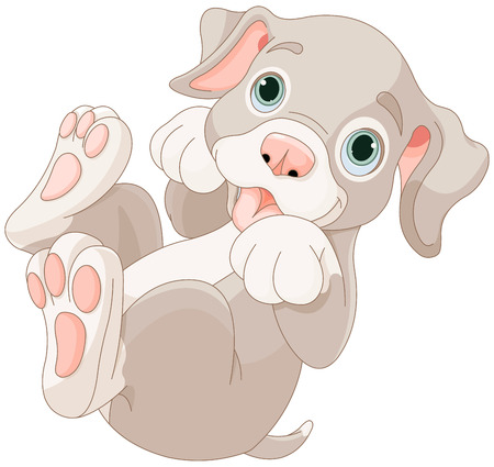 Illustration of cartoon puppy are playingのイラスト素材