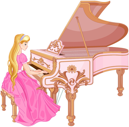 Illustration of princess playing the pianoのイラスト素材