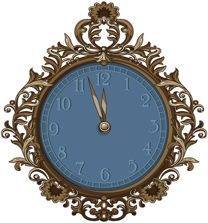 Illustration of retro midnight clockのイラスト素材