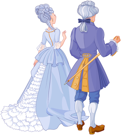 Illustration of gentleman and lady in beautiful evening dressのイラスト素材