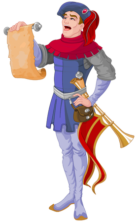 Illustration of herald reading a scrollのイラスト素材
