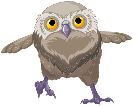 Illustration of a cartoon baby owlのイラスト素材