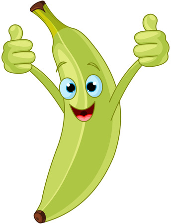 Cheerful cartoon green plantain characterのイラスト素材