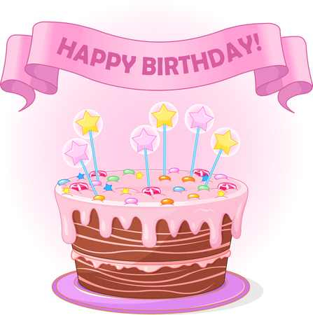 Illustration of birthday cake with candlesのイラスト素材