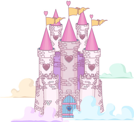 Fairy tale princess castle in the skyのイラスト素材