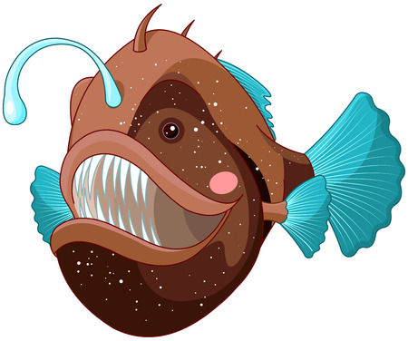 Illustration of cute angler fish.のイラスト素材