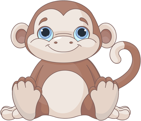 Illustration of cute baby monkeyのイラスト素材