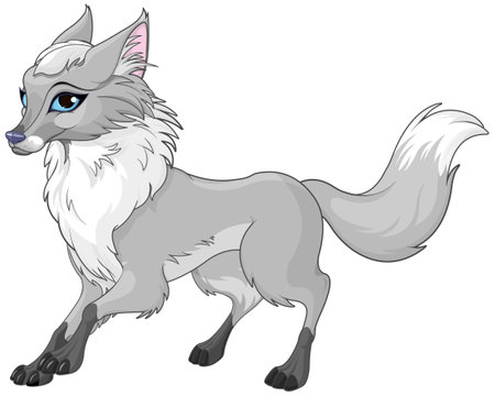 Illustration of very cute grey foxのイラスト素材