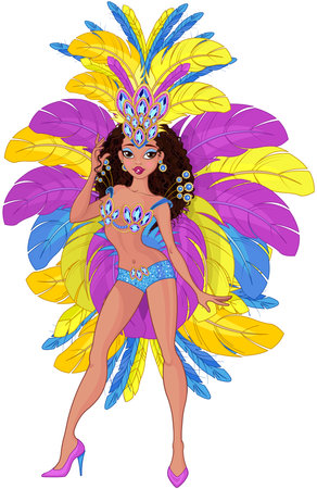 Illustration of cute samba dancer girlのイラスト素材