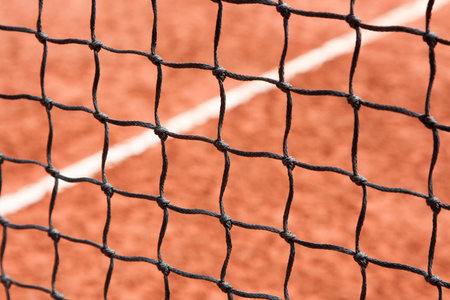 Tennis net and courtの写真素材