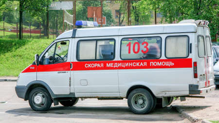 Minsk, BELARUS - May 17, 2010: Gazelle ambulance waiting for a callのeditorial素材