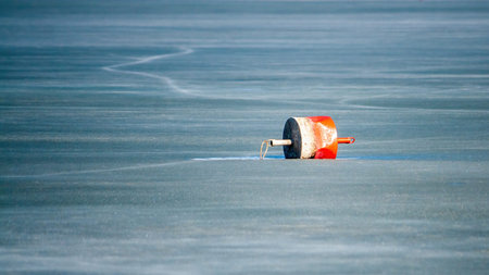 A buoy, is a floating device on the ice of a frozen lake. Emptiness, ice, loneliness, cold,...