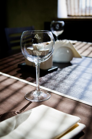 goblet on served tableの写真素材