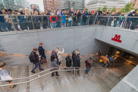 Copenhagen, Zealand Denmark - 29 9 2019: New M3 cityringen metro line opening in Copenhagen...