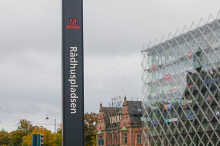 Copenhagen, Zealand Denmark - 29 9 2019: New entrance to Copenhagen Metro M3 Cityringen line in...