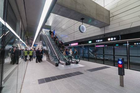 Copenhagen, Zealand Denmark - 29 9 2019: People trying new M3 Cityringen metro line. Gammel strand...