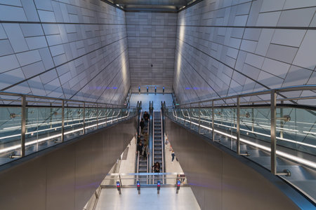 Copenhagen, Zealand Denmark - 29 9 2019: People trying new M3 Cityringen metro line. Poul...