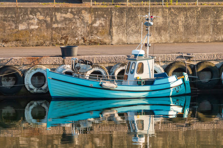 Small fishing boat docked in Bornholm Ronne port.
