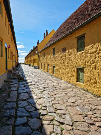 Old yellow buildings from 1789 in the small island of the Baltic seaのeditorial素材