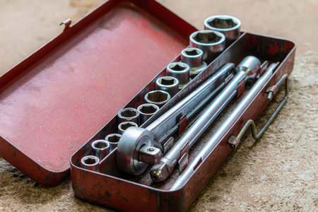 Old ratcheting Socket Wrench Set - in workshop