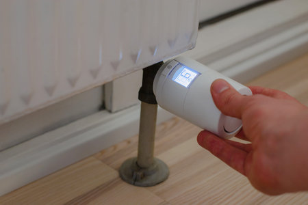 Reducing radiator thermostat temperature to 6 Celcius level.