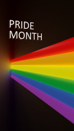 LGBTQIA pride month 3D render background - Gay pride flag - Rainbow flag banner