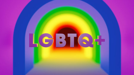LGBTQ pride month 3D render background - Gay pride flag - Rainbow flag bannerの写真素材