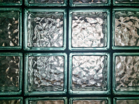 Glass brick wall - made in soviet times it eastern Europe.の写真素材