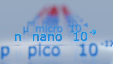 n nano 10 -9 Metric Prefixes numbers - 3D render illustration - white background