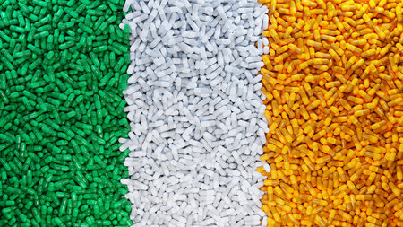 Flag of IRELAND made from capsule pills. The Pharmaceutical Industry in the IRELAND